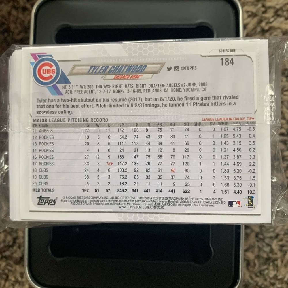 Unopened MLB TOPPS 2021 series one tin!! - Picture 6 of 7